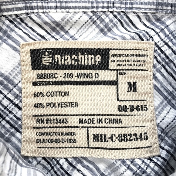 Machine Men’s Gray White Plaid Button Up Short Sleeve Causal Shirt - Picture 7 of 13